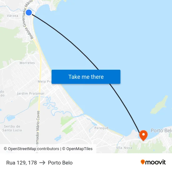Rua 129, 178 to Porto Belo map