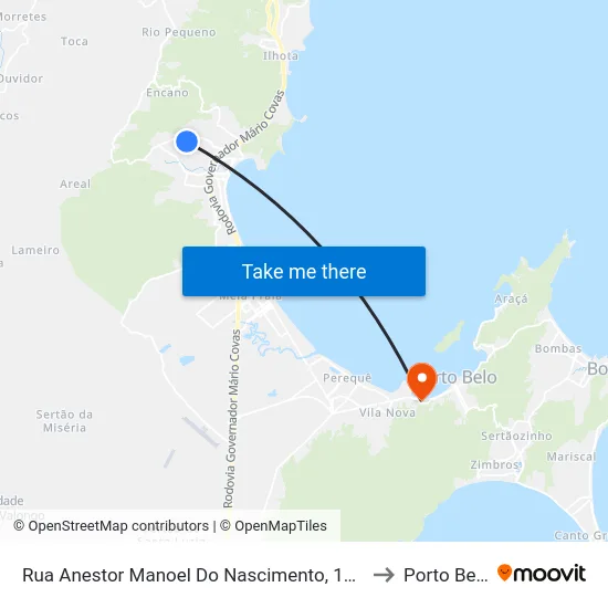 Rua Anestor Manoel Do Nascimento, 1450 to Porto Belo map