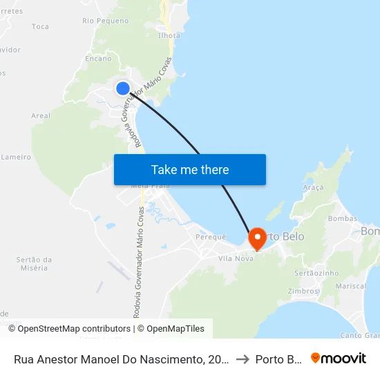 Rua Anestor Manoel Do Nascimento, 205-307 to Porto Belo map