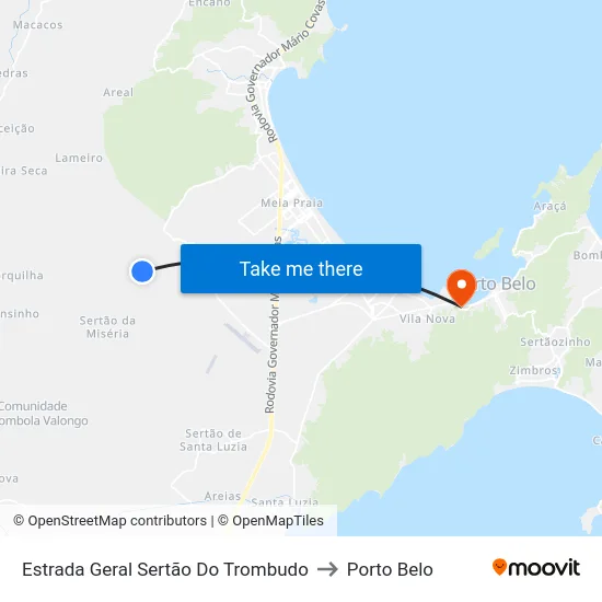Estrada Geral Sertão Do Trombudo to Porto Belo map
