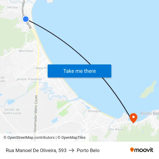 Rua Manoel De Oliveira, 593 to Porto Belo map