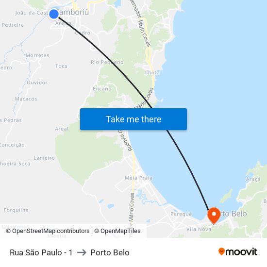 Rua São Paulo - 1 to Porto Belo map