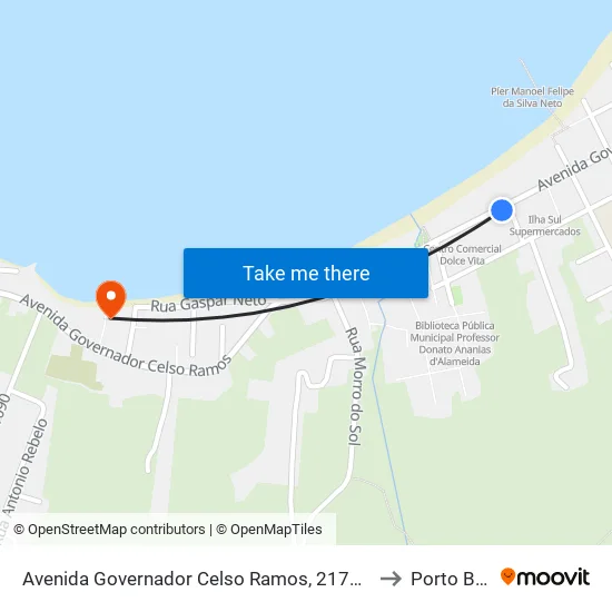 Avenida Governador Celso Ramos, 2177-2189 to Porto Belo map