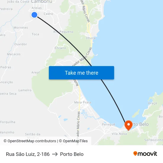 Rua São Luiz, 2-186 to Porto Belo map