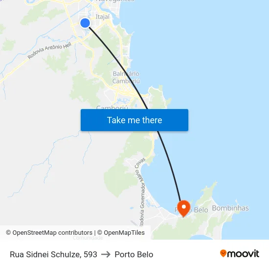 Rua Sidnei Schulze, 593 to Porto Belo map