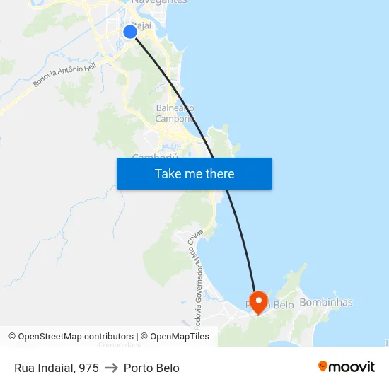 Rua Indaial, 975 to Porto Belo map