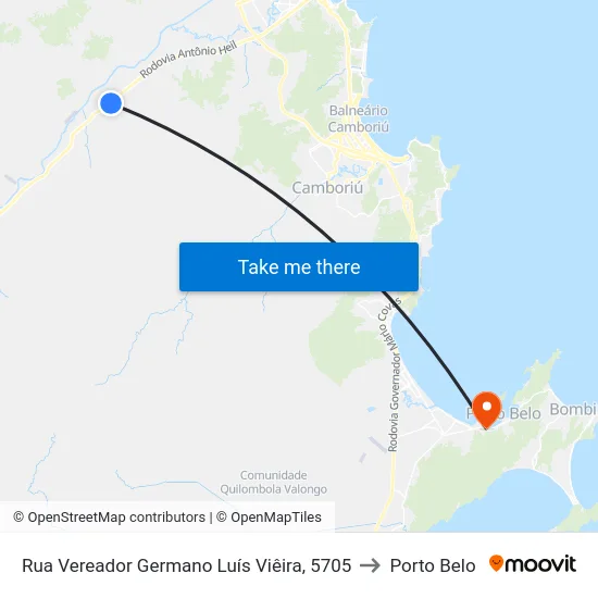 Rua Vereador Germano Luís Viêira, 5705 to Porto Belo map