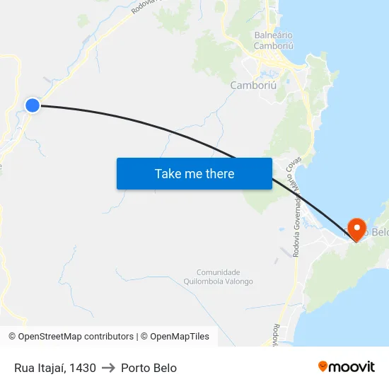 Rua Itajaí, 1430 to Porto Belo map