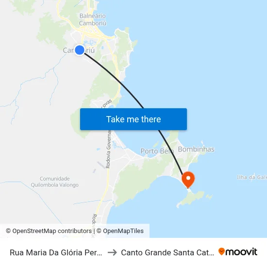 Rua Maria Da Glória Pereira, 52-104 to Canto Grande Santa Catarina Brazil map