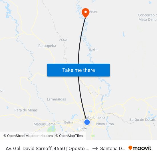 Av. Gal. David Sarnoff, 4650 | Oposto Ao Telhanorte (Ponto Provisório) to Santana De Pirapama map