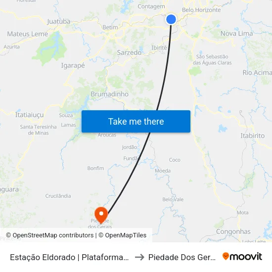 Estação Eldorado | Plataforma B5 to Piedade Dos Gerais map