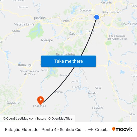 Estação Eldorado | Ponto 4 - Sentido Cid. Industrial/Barreiro to Crucilândia map