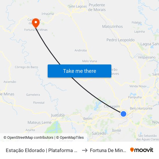 Estação Eldorado | Plataforma B5 to Fortuna De Minas map