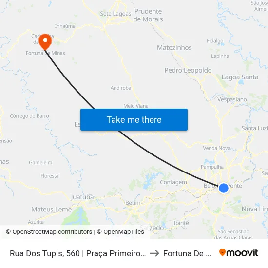 Rua Dos Tupis, 560 | Praça Primeiro De Maio 2 to Fortuna De Minas map