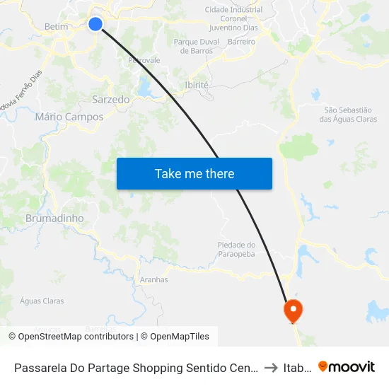 Passarela Do Partage Shopping Sentido Centro De Betim/Br-381 to Itabirito map