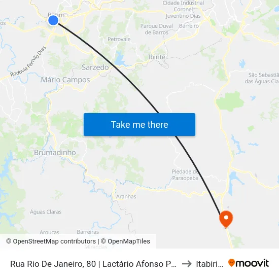 Rua Rio De Janeiro, 80 | Lactário Afonso Pena to Itabirito map