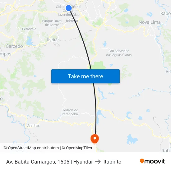 Av. Babita Camargos, 1505 | Hyundai to Itabirito map