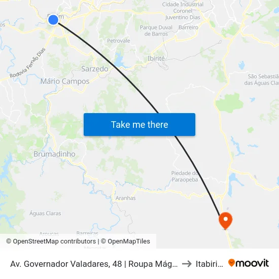 Av. Governador Valadares, 48 | Roupa Mágica to Itabirito map