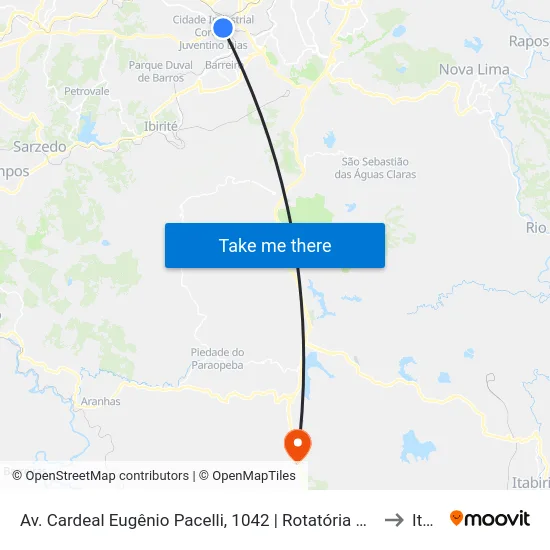 Av. Cardeal Eugênio Pacelli, 1042 | Rotatória Da Antiga Fábrica Aymoré (Atrás Do Santander) to Itabirito map