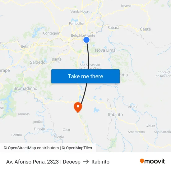 Av. Afonso Pena, 2323 | Deoesp to Itabirito map