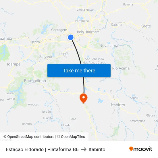 Estação Eldorado | Plataforma B6 to Itabirito map
