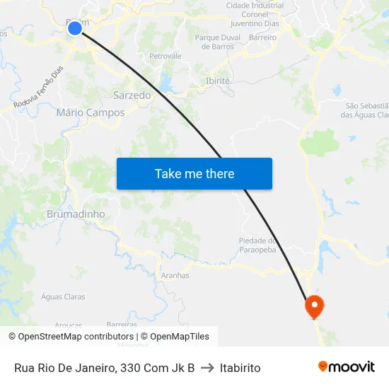 Rua Rio De Janeiro, 330 Com Jk B to Itabirito map