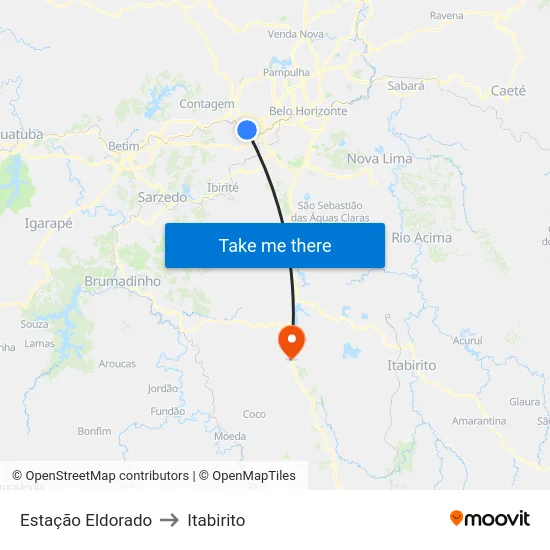 Estação Eldorado to Itabirito map