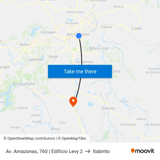 Av. Amazonas, 760 | Edifício Levy 2 to Itabirito map