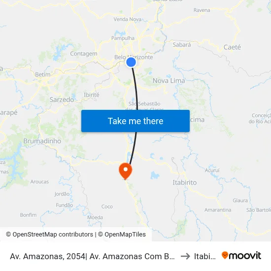 Av. Amazonas, 2054| Av. Amazonas Com Barbacena 3 to Itabirito map