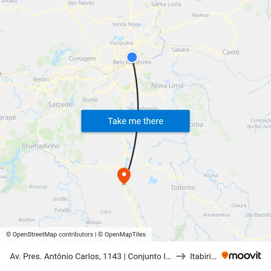 Av. Pres. Antônio Carlos, 1143 | Conjunto Iapi to Itabirito map