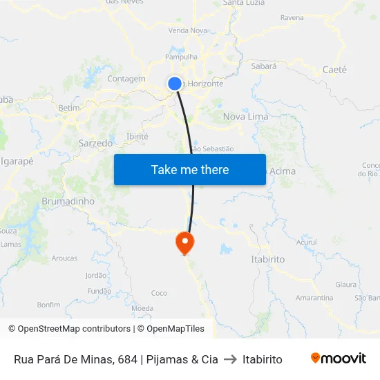 Rua Pará De Minas, 684 | Pijamas & Cia to Itabirito map