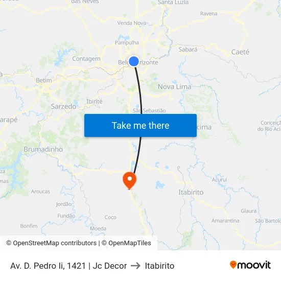 Av. D. Pedro Ii, 1421 | Jc Decor to Itabirito map