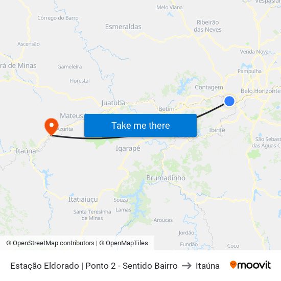 Estação Eldorado | Ponto 2 - Sentido Bairro to Itaúna map