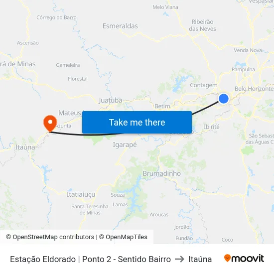 Estação Eldorado | Ponto 2 - Sentido Bairro to Itaúna map
