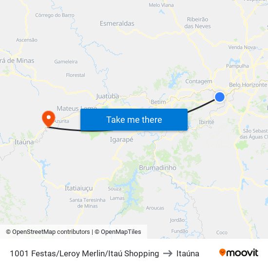 1001 Festas/Leroy Merlin/Itaú Shopping to Itaúna map