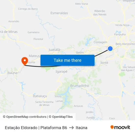 Estação Eldorado | Plataforma B6 to Itaúna map