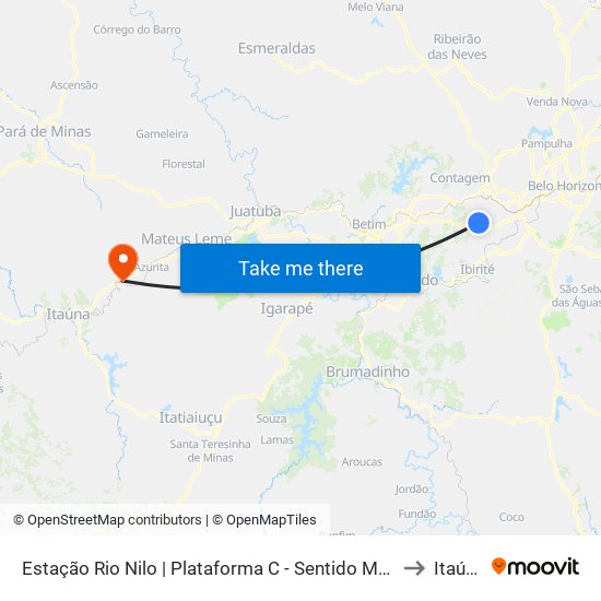 Estação Rio Nilo | Plataforma C - Sentido Metrô to Itaúna map