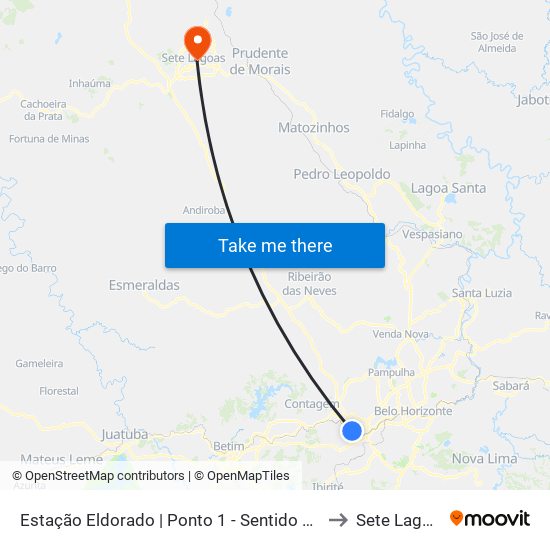 Estação Eldorado | Ponto 1 - Sentido Bairro to Sete Lagoas map