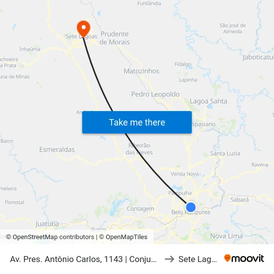 Av. Pres. Antônio Carlos, 1143 | Conjunto Iapi to Sete Lagoas map