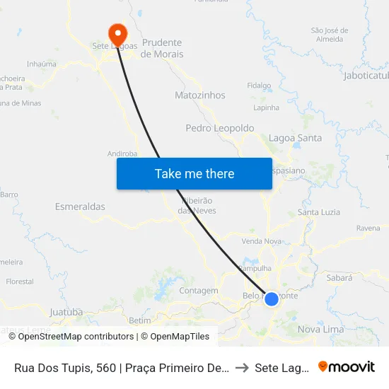 Rua Dos Tupis, 560 | Praça Primeiro De Maio 2 to Sete Lagoas map
