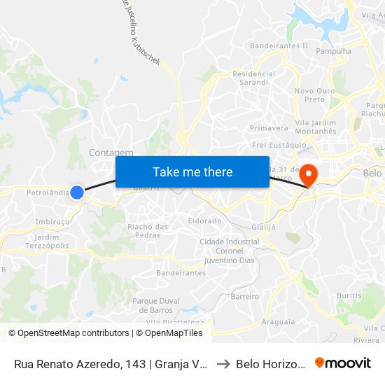 Rua Renato Azeredo, 143 | Granja Verde to Belo Horizonte map