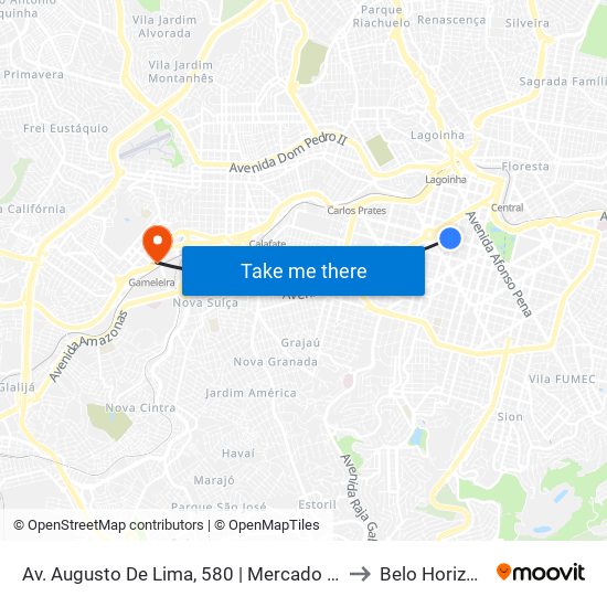 Av. Augusto De Lima, 580 | Mercado Central to Belo Horizonte map