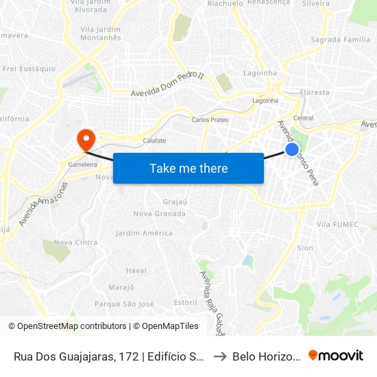 Rua Dos Guajajaras, 172 | Edifício Solar 2 to Belo Horizonte map