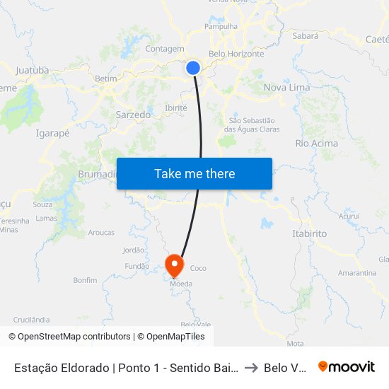 Estação Eldorado | Ponto 1 - Sentido Bairro to Belo Vale map