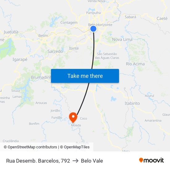 Rua Desemb. Barcelos, 792 to Belo Vale map