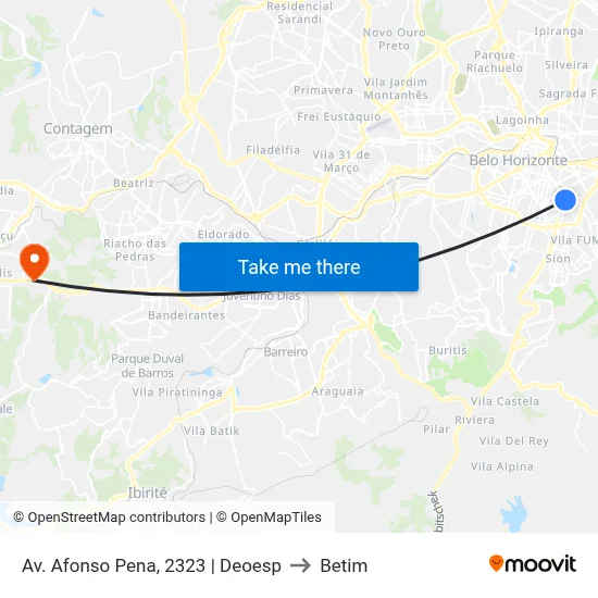 Av. Afonso Pena, 2323 | Deoesp to Betim map