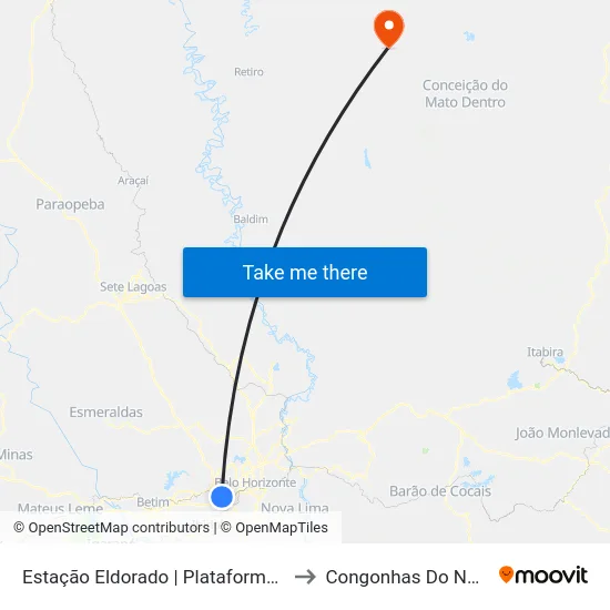 Estação Eldorado | Plataforma B6 to Congonhas Do Norte map