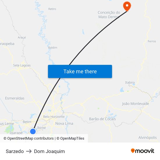 Sarzedo to Dom Joaquim map