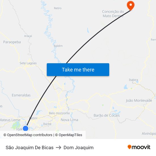 São Joaquim De Bicas to Dom Joaquim map