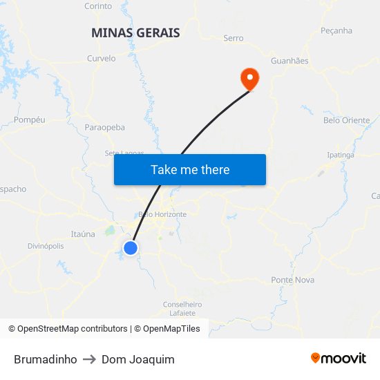 Brumadinho to Dom Joaquim map